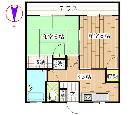 グレイスコージ(2K/1階)の間取り写真