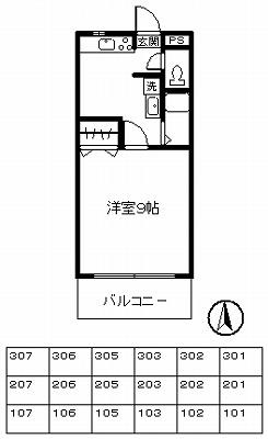フラッツ前橋(1K/2階)の間取り写真