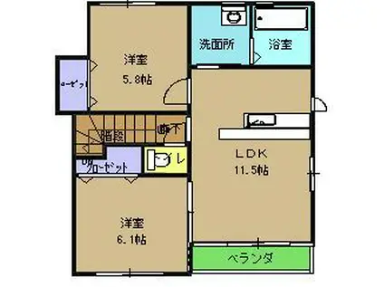 メゾンとも(2LDK/2階)の間取り写真