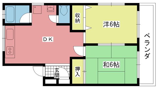 翠光ハイツ(2LDK/2階)の間取り写真