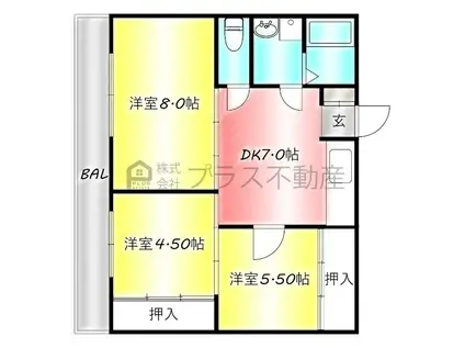 金沢ビル(3DK/3階)の間取り写真