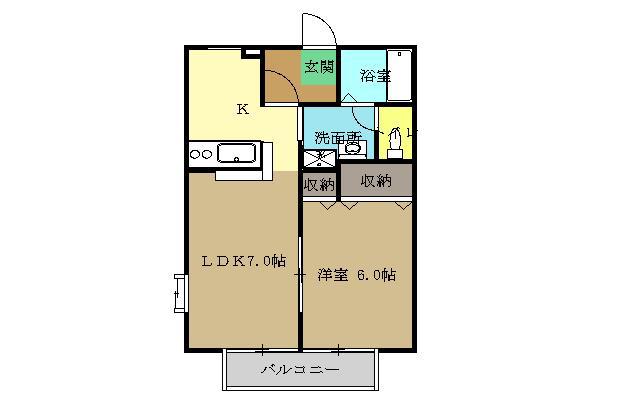 ウェルヴィラII(1LDK/1階)の間取り写真