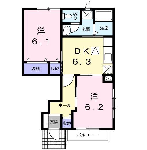 ラーディクス・K(2DK/1階)の間取り写真