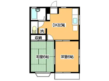 ベストブルック(2DK/2階)の間取り写真