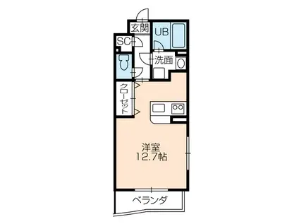 モン プリエール(ワンルーム/1階)の間取り写真