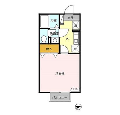 セジュール程島I(1K/1階)の間取り写真