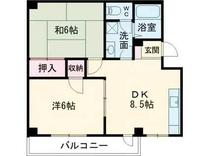 ウエストヒル(2DK/1階)の間取り写真