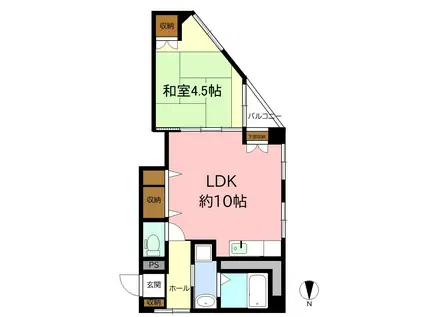 高島屋マンション(1LDK/5階)の間取り写真