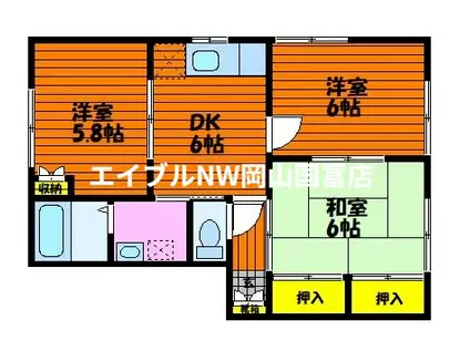 メゾン・マスカットB棟(3DK/2階)の間取り写真