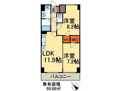 千葉ポートイースト(2LDK/9階)の間取り写真