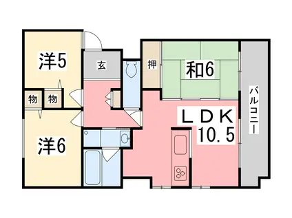 プレステージ姫路V(3LDK/9階)の間取り写真