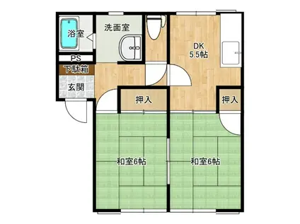 ハイツ住吉7(2DK/2階)の間取り写真