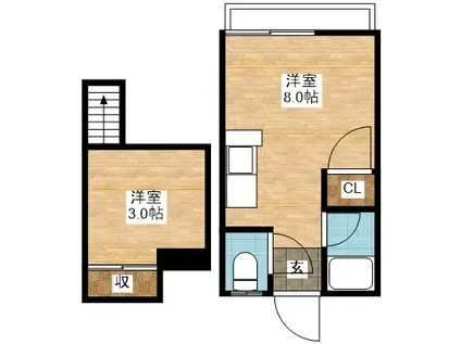 ベルビュー西琴平(ワンルーム/1階)の間取り写真