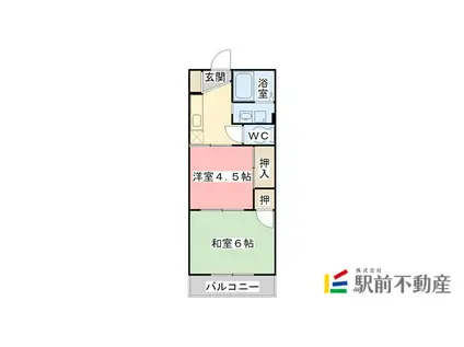 ハイツ井手(2K/1階)の間取り写真