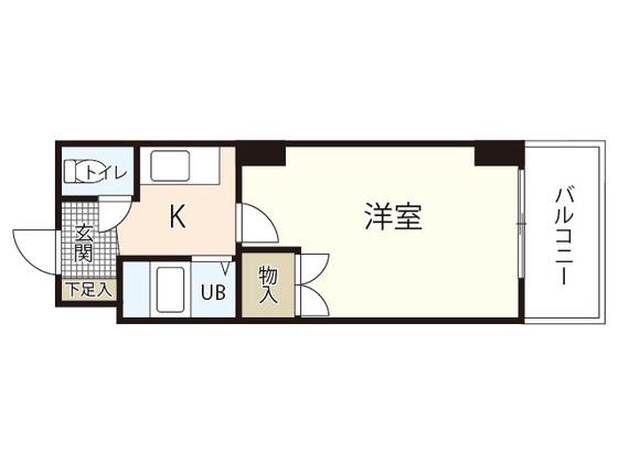 カルティエ城北通(1K/5階)の間取り写真