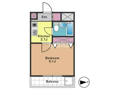 ガレ田園調布(1K/1階)の間取り写真