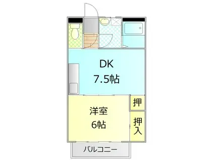 第二堂丸ハイツ(1DK/3階)の間取り写真