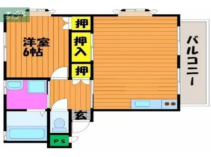 北村第2ビル(1LDK/3階)の間取り写真