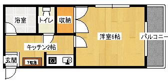エステート24東雲(1K/4階)の間取り写真