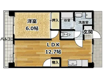 ルミウス恵美須(1LDK/7階)の間取り写真