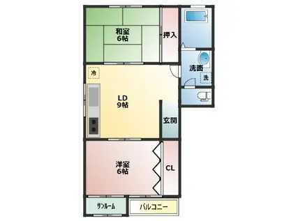 アグリーブル山本(2DK/2階)の間取り写真