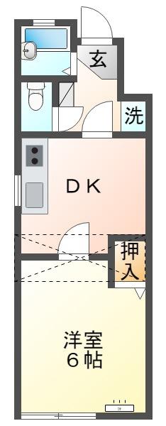 セルーラ内灘(1DK/1階)の間取り写真