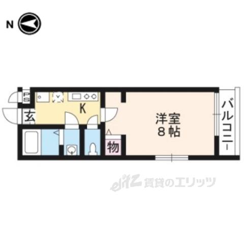 フラッティ唐橋(1K/1階)の間取り写真