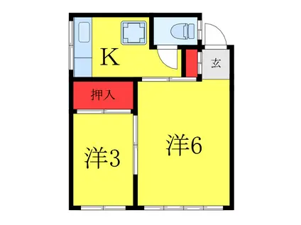松澤荘(2K/1階)の間取り写真