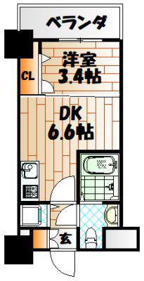 NO.71オリエントトラストタワー(1DK/32階)の間取り写真