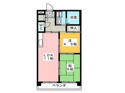 マリーヴィラ広見(2LDK/4階)の間取り写真