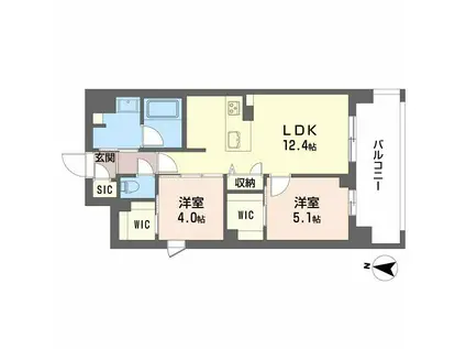 セントリヴィエ大阪梅田(2LDK/6階)の間取り写真