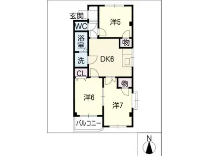 セピアツインズ B棟(3DK/2階)の間取り写真
