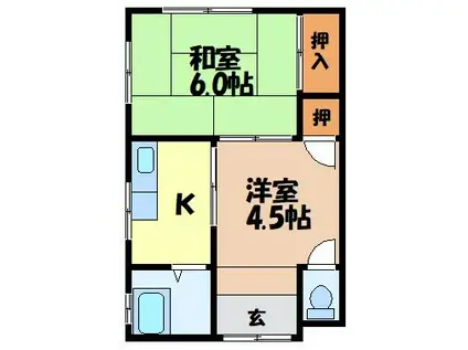 さかえ荘(2K/2階)の間取り写真