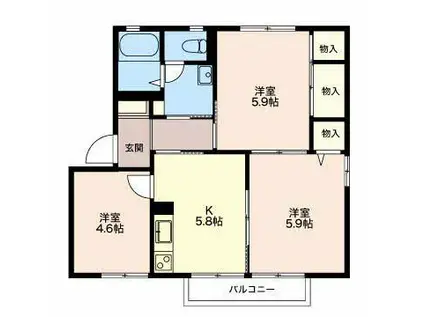 ルミエール777 B棟(3K/2階)の間取り写真