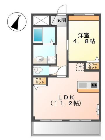 宝悠ハイム(1LDK/1階)の間取り写真