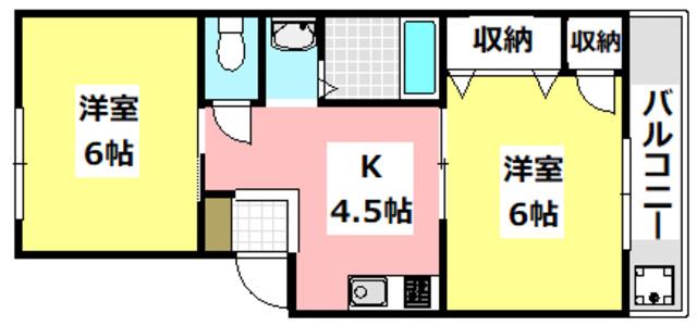 グリーンハイム(2K/1階)の間取り写真