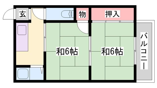 浦岡マンション(2K/3階)の間取り写真