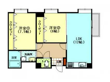 ワイズカンパニー(2LDK/2階)の間取り写真