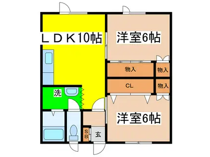 ゴリラハウス(2LDK/1階)の間取り写真