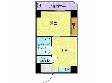 ビューライド川崎(1DK/10階)の間取り写真