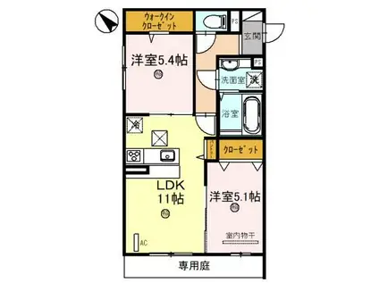 D-ROOM 五反田(2LDK/2階)の間取り写真