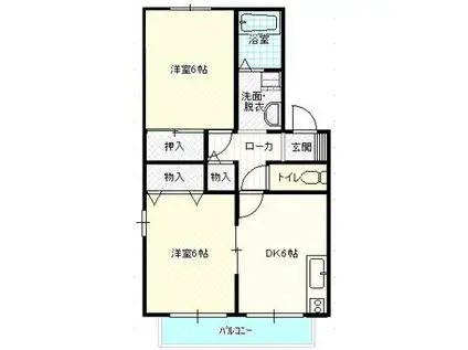 ロイヤルコート II番館(2DK/1階)の間取り写真