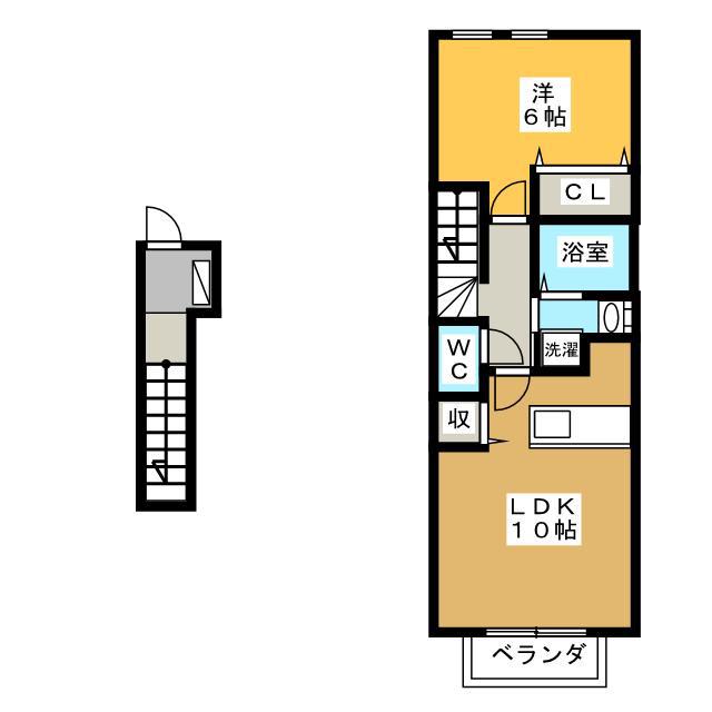 シャンテ ブリーズ(1LDK/2階)の間取り写真