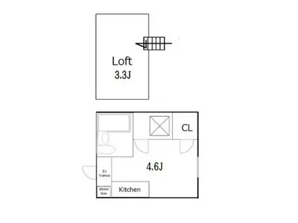 パルハウスF(ワンルーム/2階)の間取り写真
