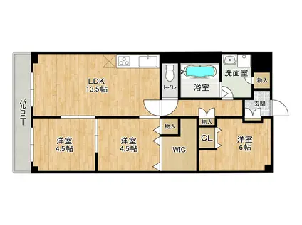 豊中メゾン桃山台Ⅰ(3LDK/6階)の間取り写真