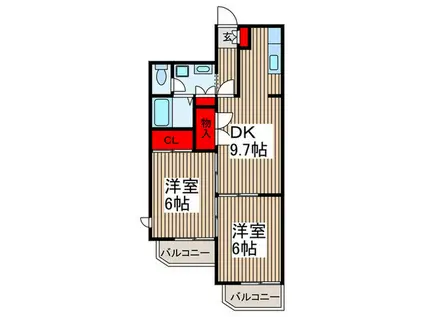 サンモールハイツ(2DK/1階)の間取り写真