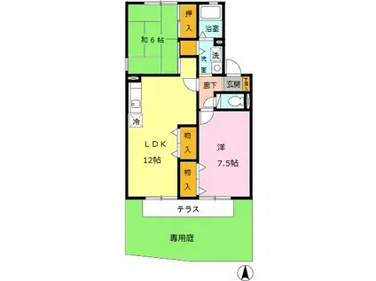 ラークハイムII(2LDK/1階)の間取り写真