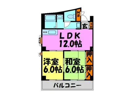 ハイツ・シャンボール(2LDK/3階)の間取り写真