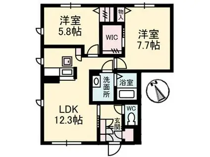 ラフォレスタ国分寺(2LDK/1階)の間取り写真