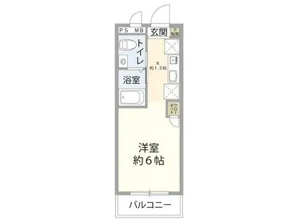 ウッドハウス西大宮(1K/1階)の間取り写真